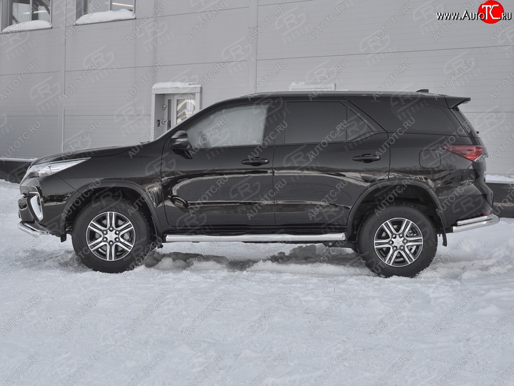 21 599 р. Пороги труба d76 с накладкой (v1) SLITKOFF  Toyota Fortuner  AN160 (2015-2025) дорестайлинг, рестайлинг  с доставкой в г. Тамбов