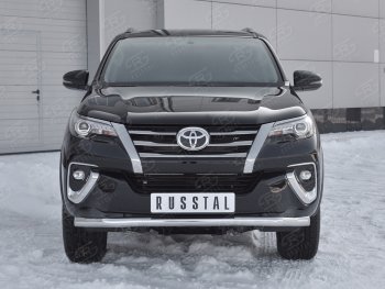 Защита переднего бампера (Ø63 мм, нержавейка) Russtal Toyota Fortuner AN160 дорестайлинг (2015-2020)