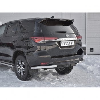 9 349 р. Защита заднего бампера (Ø63 мм уголки, нержавейка) Russtal Toyota Fortuner AN160 дорестайлинг (2015-2020)  с доставкой в г. Тамбов. Увеличить фотографию 4