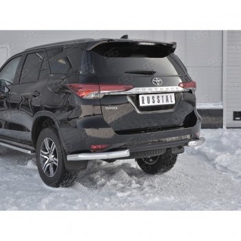 16 399 р. Защита заднего бампера (Ø76 мм уголки, нержавейка) Russtal Toyota Fortuner AN160 дорестайлинг (2015-2020)  с доставкой в г. Тамбов. Увеличить фотографию 4