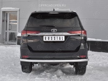 14 999 р. Защита заднего бампера (Ø63 мм, нержавейка) Russtal Toyota Fortuner AN160 дорестайлинг (2015-2020)  с доставкой в г. Тамбов. Увеличить фотографию 2