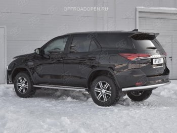 17 699 р. Защита заднего бампера (Ø63 мм, нержавейка) SLITKOFF  Toyota Fortuner  AN160 (2015-2020) дорестайлинг  с доставкой в г. Тамбов. Увеличить фотографию 3