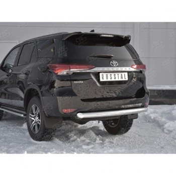 15 649 р. Защита заднего бампера (Ø63 мм короткая, нержавейка) Russtal Toyota Fortuner AN160 дорестайлинг (2015-2020)  с доставкой в г. Тамбов. Увеличить фотографию 4