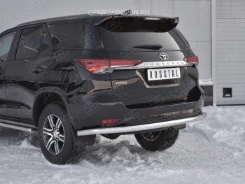 Защита заднего бампера (Ø63 мм, нержавейка) Russtal Toyota Fortuner AN160 дорестайлинг (2015-2020)