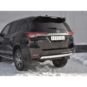 12 949 р. Защита заднего бампера (Ø75х42 мм, нержавейка) Russtal Toyota Fortuner AN160 дорестайлинг (2015-2020)  с доставкой в г. Тамбов. Увеличить фотографию 4