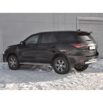 20 349 р. Защита заднего бампера (2 трубы Ø76х42 мм, нержавейка) Russtal Toyota Fortuner AN160 дорестайлинг (2015-2020)  с доставкой в г. Тамбов. Увеличить фотографию 2