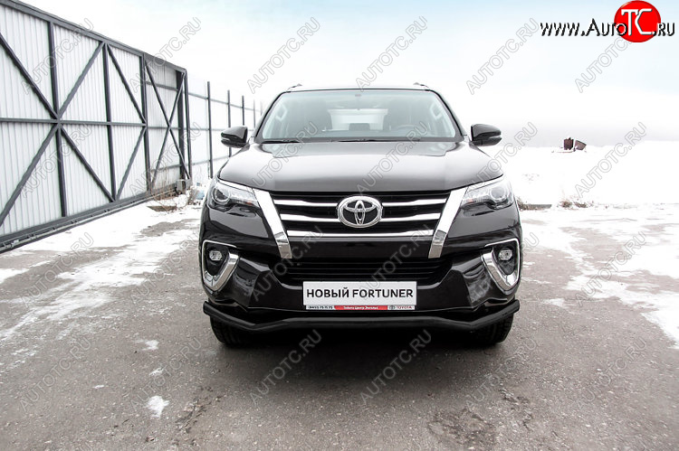 14 999 р. Защита переднего бампера Slitkoff (Ø 57 мм, волна).  Toyota Fortuner  AN160 (2015-2020) дорестайлинг (Сталь с полимерным покрытием. Цвет: черный)  с доставкой в г. Тамбов