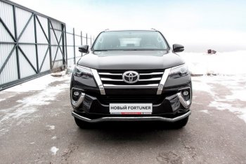 Защита переднего бампера Slitkoff (Ø 57 мм, волна). Toyota (Тойота) Fortuner (Фортунер)  AN160 (2015-2020) AN160 дорестайлинг