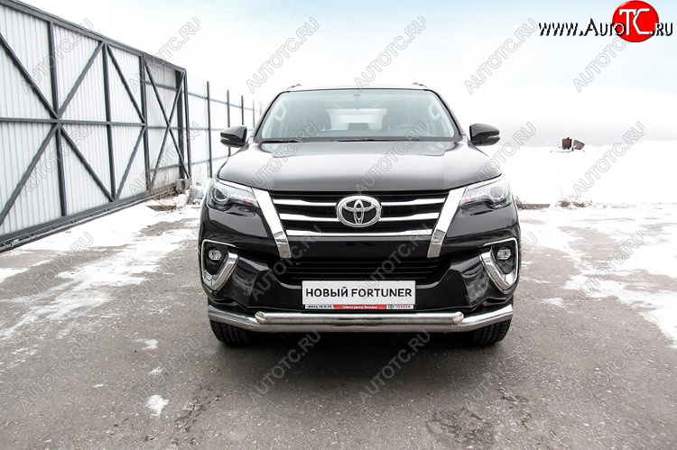 22 699 р. Защита переднего бампера Slitkoff (Ø 76+Ø 57 мм, двойная)  Toyota Fortuner  AN160 (2015-2020) дорестайлинг (Цвет: нержавеющая полированная сталь)  с доставкой в г. Тамбов