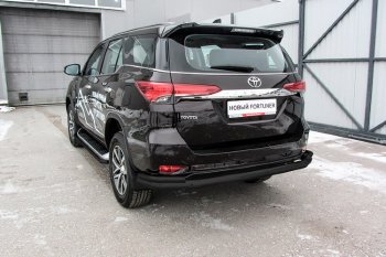 13 749 р. Защита заднего бампера Slitkoff (Ø 76+42, двойная, уголки) Toyota Fortuner AN160 дорестайлинг (2015-2020) (Сталь с полимерным покрытием. Цвет: черный)  с доставкой в г. Тамбов. Увеличить фотографию 1