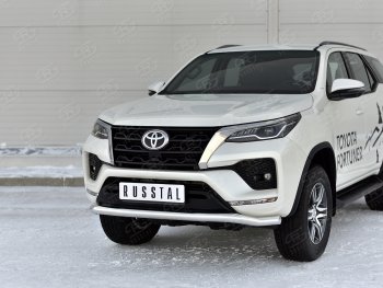 17 399 р. Защита переднего бампера (Ø63 мм, нержавейка) SLITKOFF Toyota Fortuner AN160 рестайлинг (2020-2025)  с доставкой в г. Тамбов. Увеличить фотографию 2