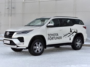 22 999 р. Защита переднего бампера (2 трубы Ø63, нержавейка) SLITKOFF Toyota Fortuner AN160 рестайлинг (2020-2025)  с доставкой в г. Тамбов. Увеличить фотографию 3