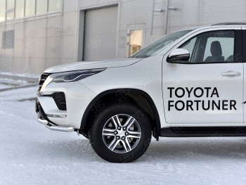 22 999 р. Защита переднего бампера (2 трубы Ø63, нержавейка) SLITKOFF Toyota Fortuner AN160 рестайлинг (2020-2025)  с доставкой в г. Тамбов. Увеличить фотографию 4