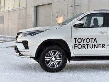 25 699 р. Защита переднего бампера (Ø63 мм с клыками, нержавейка) SLITKOFF Toyota Fortuner AN160 рестайлинг (2020-2025)  с доставкой в г. Тамбов. Увеличить фотографию 4