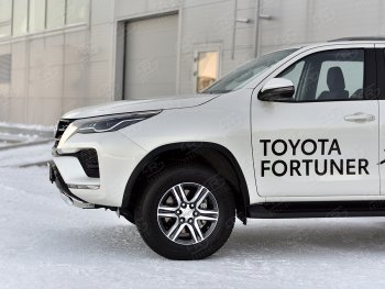 16 699 р. Защита переднего бампера (Ø75х42 мм, нержавейка) Russtal Toyota Fortuner AN160 рестайлинг (2020-2025)  с доставкой в г. Тамбов. Увеличить фотографию 4