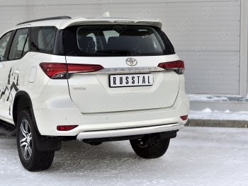 10 649 р. Защита заднего бампера (Ø75х42 мм, нержавейка) Russtal  Toyota Fortuner  AN160 (2020-2024) рестайлинг  с доставкой в г. Тамбов. Увеличить фотографию 2