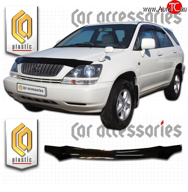 1 989 р. Дефлектор капота CA Plastic  Toyota Harrier  XU10 (1997-2003) дорестайлинг, рестайлинг (Classic черный, Без надписи)  с доставкой в г. Тамбов