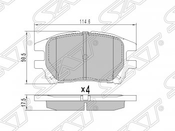 1 149 р. Колодки тормозные SAT (передние)  Toyota Harrier  XU10 (1997-2003) дорестайлинг, рестайлинг  с доставкой в г. Тамбов. Увеличить фотографию 1