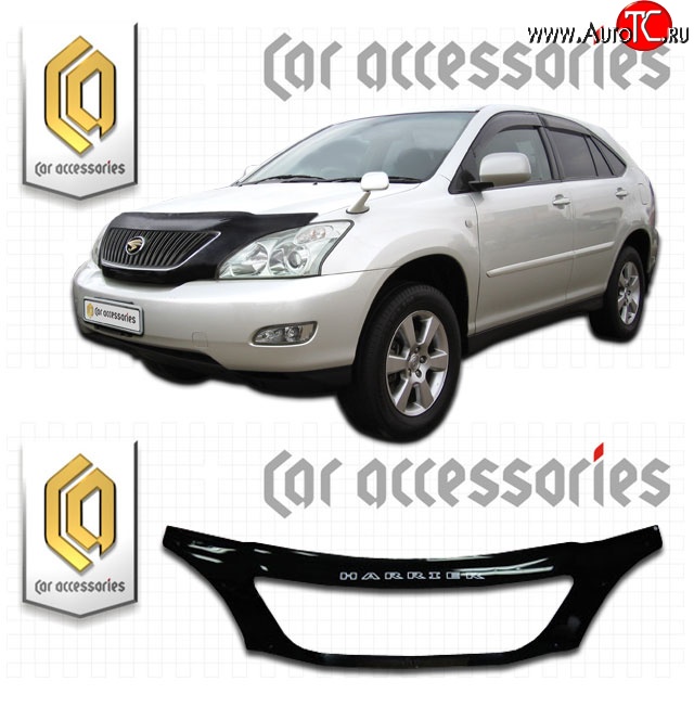 2 899 р. Дефлектор капота CA-Plastic exclusive  Toyota Harrier  XU30 (2003-2013) (Classic черный, Без надписи)  с доставкой в г. Тамбов