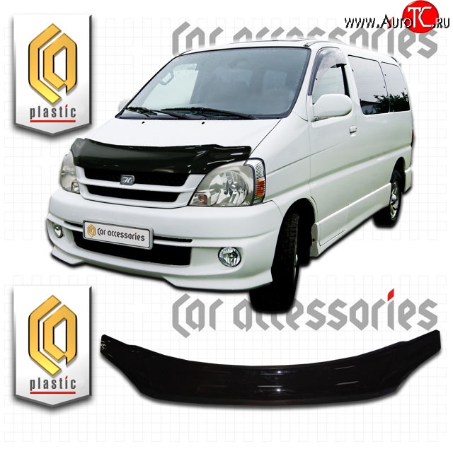 2 149 р. Дефлектор капота CA Plastic (черный)  Toyota Hiace Regius (1997-2002) (Classic черный, Без надписи)  с доставкой в г. Тамбов