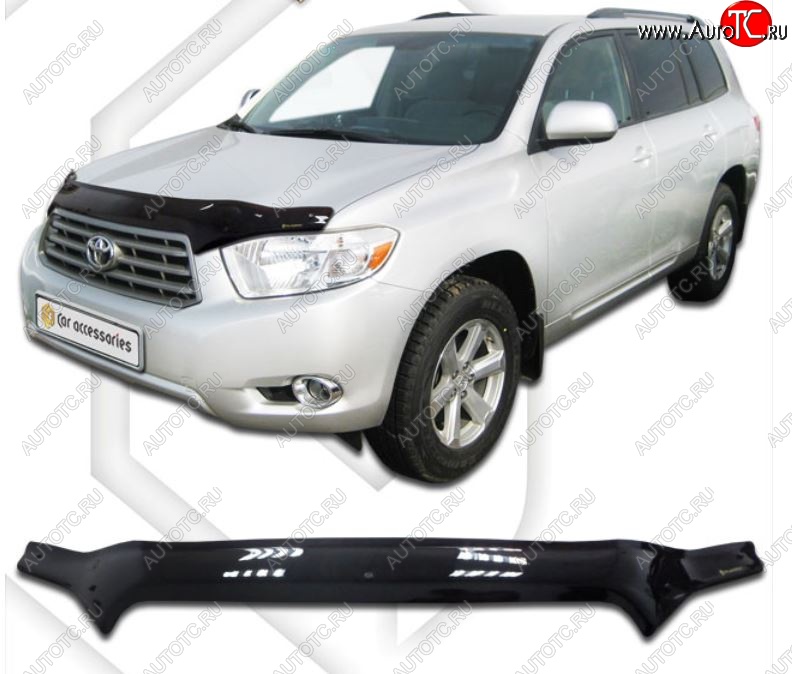 2 149 р. Дефлектор капота CA-Plastic  Toyota Highlander  XU40 (2007-2010) дорестайлинг (Classic черный, Без надписи)  с доставкой в г. Тамбов