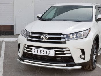 21 449 р. Защита переднего бампера (2 трубы Ø63 и 42 мм, нержавейка) SLITKOFF  Toyota Highlander  XU50 (2016-2020) рестайлинг  с доставкой в г. Тамбов. Увеличить фотографию 2