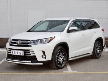 21 449 р. Защита переднего бампера (2 трубы Ø63 и 42 мм, нержавейка) SLITKOFF  Toyota Highlander  XU50 (2016-2020) рестайлинг  с доставкой в г. Тамбов. Увеличить фотографию 3