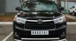 Защита переднего бампера (2 трубыØ63 мм, нержавейка) SLITKOFF Toyota (Тойота) Highlander (Хайлэндер)  XU50 (2013-2017) XU50 дорестайлинг