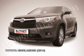 9 499 р. защита переднего бампера Slitkoff Toyota Highlander XU50 дорестайлинг (2013-2017) (Цвет: серебристый)  с доставкой в г. Тамбов. Увеличить фотографию 1