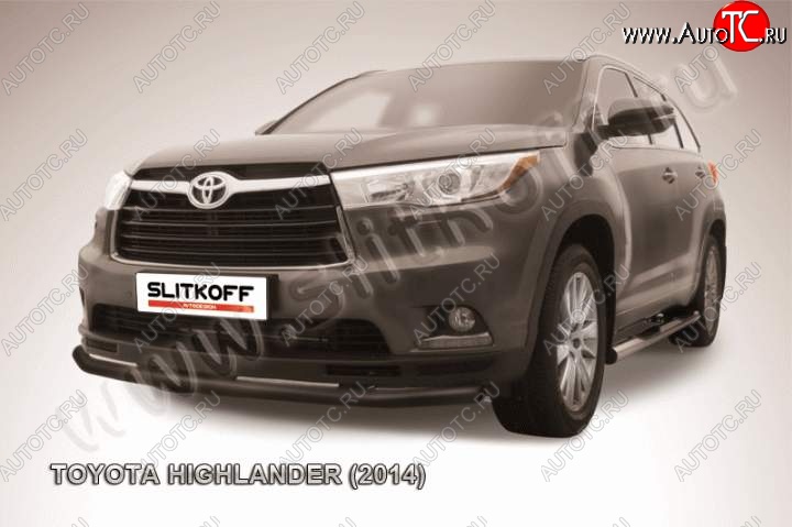 9 499 р. защита переднего бампера Slitkoff Toyota Highlander XU50 дорестайлинг (2013-2017) (Цвет: серебристый)  с доставкой в г. Тамбов