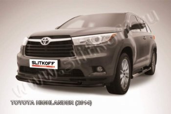 10 399 р. защита переднего бампера Slitkoff Toyota Highlander XU50 дорестайлинг (2013-2017) (Цвет: серебристый)  с доставкой в г. Тамбов. Увеличить фотографию 1