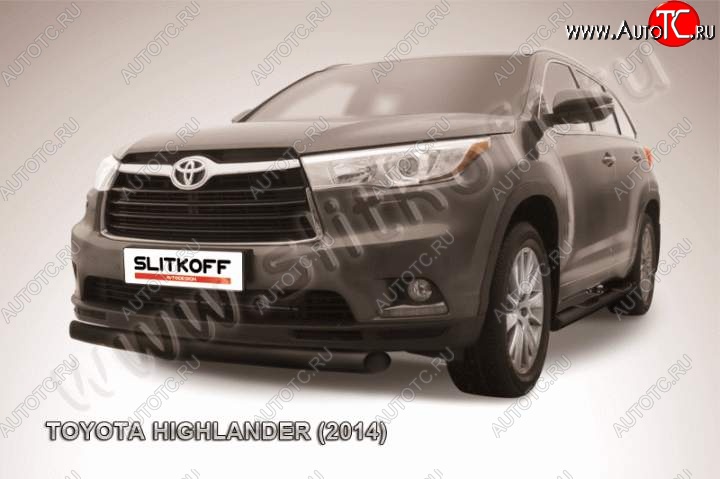 8 799 р. Защита переднего бампер Slitkoff Toyota Highlander XU50 дорестайлинг (2013-2017) (Цвет: серебристый)  с доставкой в г. Тамбов