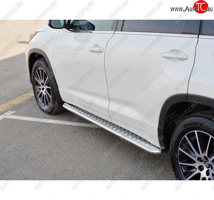 16 599 р. Широкая защита порогов с трубой диаметром 42 мм Russtal v2 Toyota Highlander XU50 дорестайлинг (2013-2017)  с доставкой в г. Тамбов