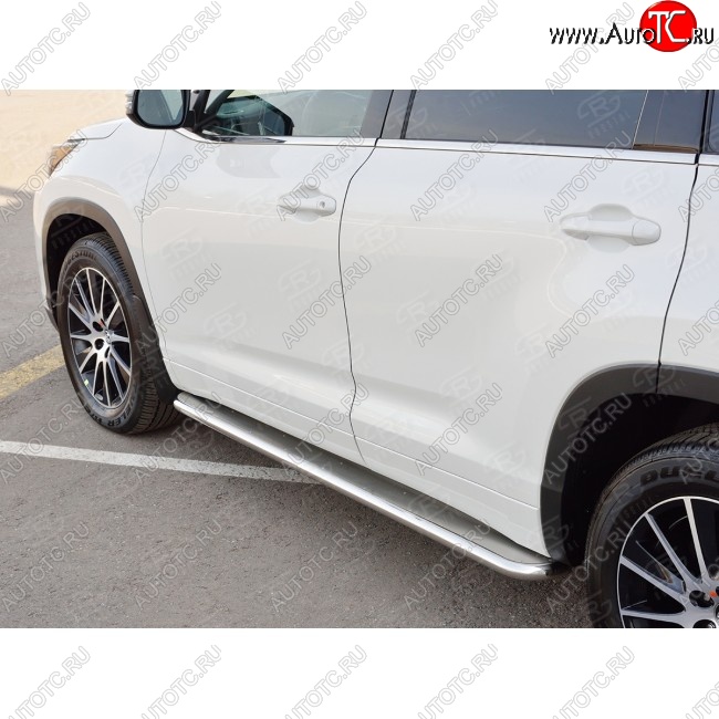 33 999 р. Широкая защита порогов с трубой диаметром 42 мм SLITKOFF v3  Toyota Highlander  XU50 (2013-2017) дорестайлинг  с доставкой в г. Тамбов