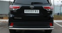 18 299 р. Защита заднего бампера (Ø63 и 42 мм, с углами, нержавейка) SLITKOFF  Toyota Highlander  XU50 (2013-2017) дорестайлинг  с доставкой в г. Тамбов. Увеличить фотографию 2