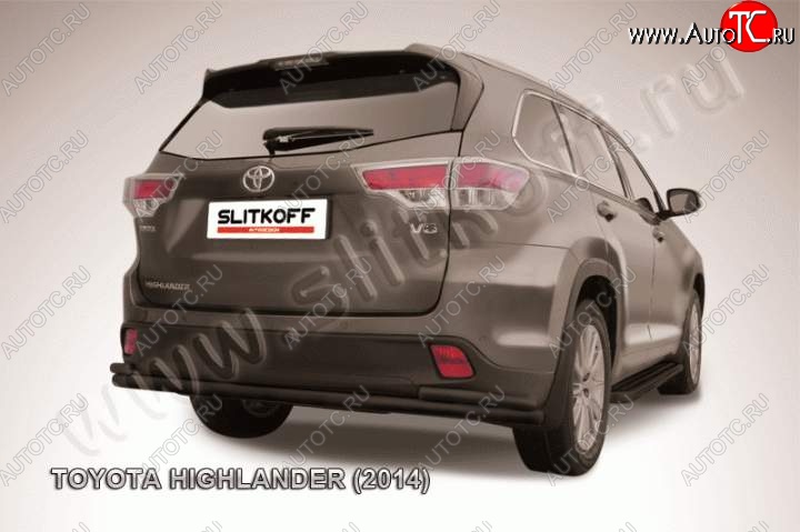 10 399 р. Защита задняя Slitkoff Toyota Highlander XU50 дорестайлинг (2013-2017) (Цвет: серебристый)  с доставкой в г. Тамбов