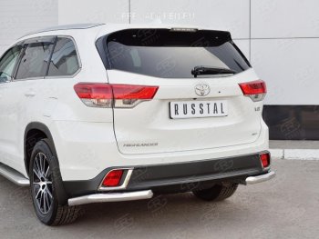 Защита заднего бампера (Ø63 мм уголки, нержавейка) SLITKOFF Toyota (Тойота) Highlander (Хайлэндер)  XU50 (2013-2017) XU50 дорестайлинг