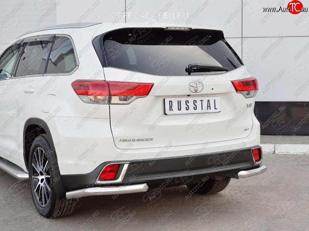 14 249 р. Защита заднего бампера (Ø63 мм уголки, нержавейка) SLITKOFF  Toyota Highlander  XU50 (2013-2017) дорестайлинг  с доставкой в г. Тамбов