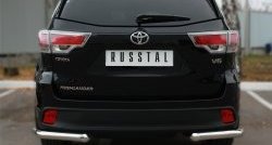 12 999 р. Защита заднего бампера (Ø63 мм уголки, нержавейка) SLITKOFF  Toyota Highlander  XU50 (2013-2017) дорестайлинг  с доставкой в г. Тамбов. Увеличить фотографию 2