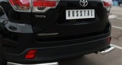 12 999 р. Защита заднего бампера (Ø63 мм уголки, нержавейка) SLITKOFF  Toyota Highlander  XU50 (2013-2017) дорестайлинг  с доставкой в г. Тамбов. Увеличить фотографию 3