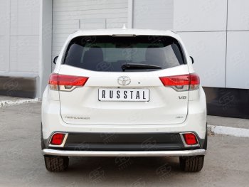 Защита заднего бампера (Ø63 мм, нержавейка) Russtal Toyota Highlander XU50 рестайлинг (2016-2020)