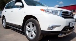 13 299 р. Защита порогов из круглой трубы диаметром 76 мм (рестайлинг) Russtal Toyota Highlander XU40 рестайлинг (2010-2013) (Защита порогов с со скосами на торцах (вариант 1))  с доставкой в г. Тамбов. Увеличить фотографию 12