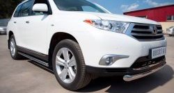 13 299 р. Защита порогов из круглой трубы диаметром 76 мм (рестайлинг) Russtal Toyota Highlander XU40 рестайлинг (2010-2013) (Защита порогов с со скосами на торцах (вариант 1))  с доставкой в г. Тамбов. Увеличить фотографию 4