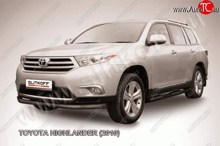 7 999 р. защита переднего бампера Slitkoff  Toyota Highlander  XU40 (2010-2013) рестайлинг (Цвет: серебристый)  с доставкой в г. Тамбов