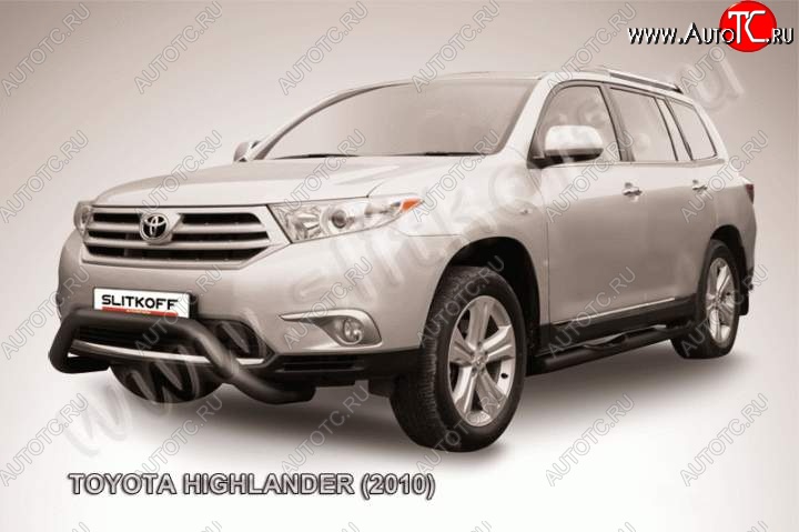 22 649 р. Кенгурятник d76 низкий мини чернаый  Toyota Highlander  XU40 (2010-2013) рестайлинг (Цвет: серебристый)  с доставкой в г. Тамбов