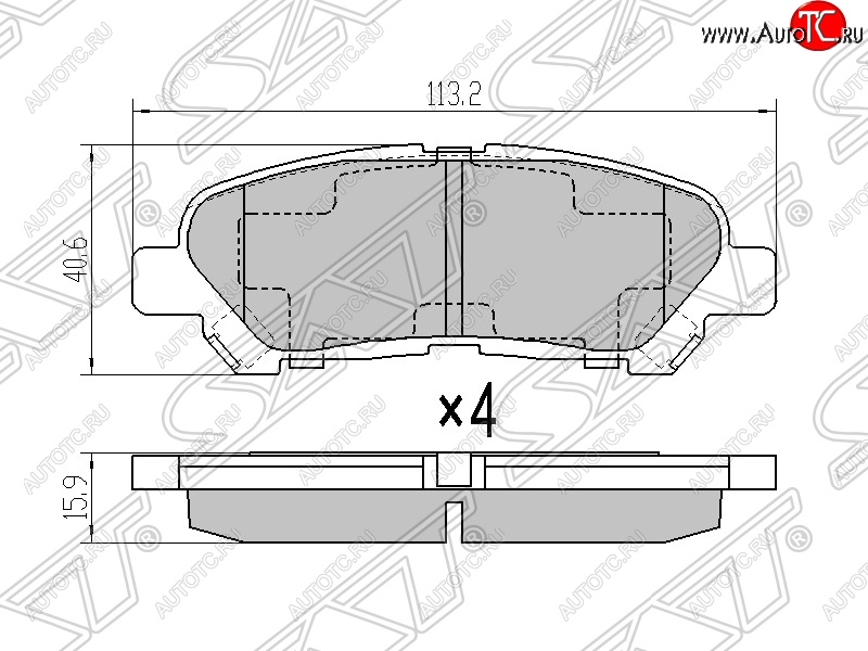 849 р. Колодки тормозные SAT (задние)  Toyota Highlander  XU40 (2007-2013) дорестайлинг, рестайлинг  с доставкой в г. Тамбов