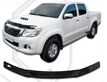 1 759 р. Дефлектор капота CA-Plastiс Toyota Hilux AN20,AN30  2-ой рестайлинг (2011-2016) (Classic черный, Без надписи)  с доставкой в г. Тамбов. Увеличить фотографию 1