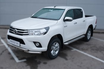 36 999 р. Порожки для ног (труба Ø63) SLITKOFF  Toyota Hilux  AN120 (2016-2020) дорестайлинг (лист - нержавейка, профиль - нержавейка)  с доставкой в г. Тамбов. Увеличить фотографию 4