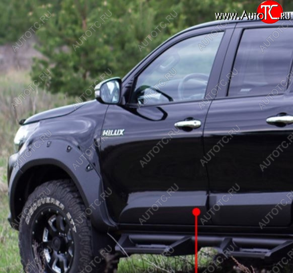 3 179 р. Молдинг двери RA (передний левый) Toyota Hilux AN120 дорестайлинг (2016-2020) (Поверхность глянец под покраску, Неокрашенный)  с доставкой в г. Тамбов