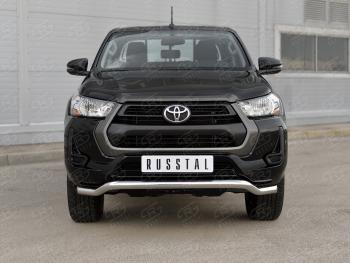 Защита переднего бампера (Ø63 мм волна, нержавейка) SLITKOFF Toyota (Тойота) Hilux (Хайлюкс)  AN120 (2020-2025) AN120 2-ой рестайлинг